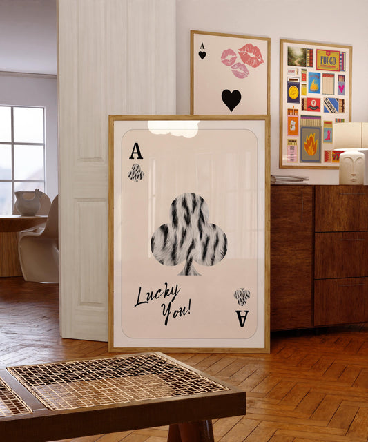 Zebra Spades Playing Card Poster, Lucky You Art – Digital Poster (B120)