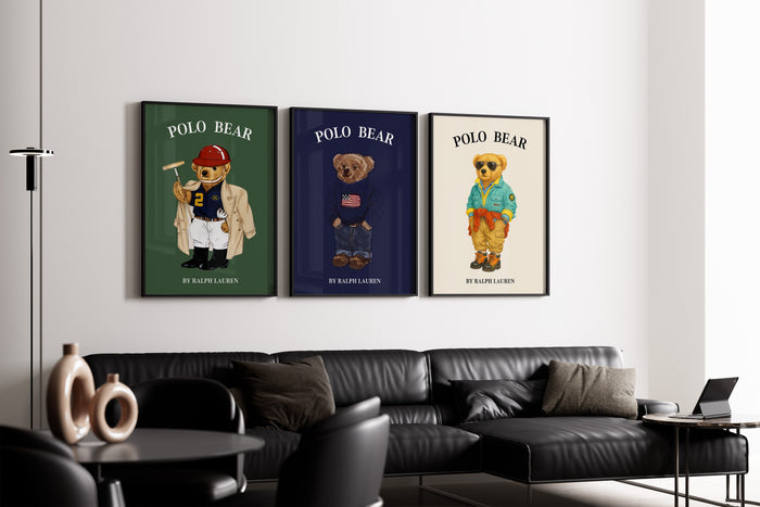Preppy Bear Mascot Trio Set Posters