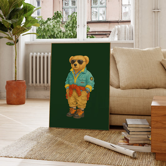 Luxury Green Bear Poster, Digital Download (D93)