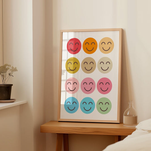 Colorful Smiley Face Poster - Digital Download - A50