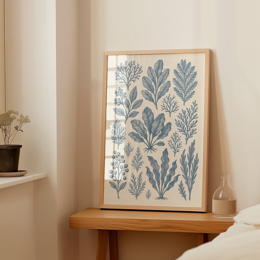Blue Botanical Chart Poster