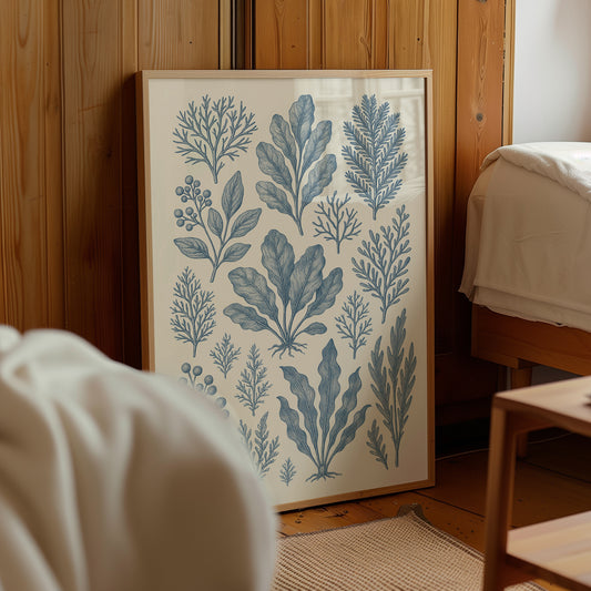 Blue Botanical Chart Poster