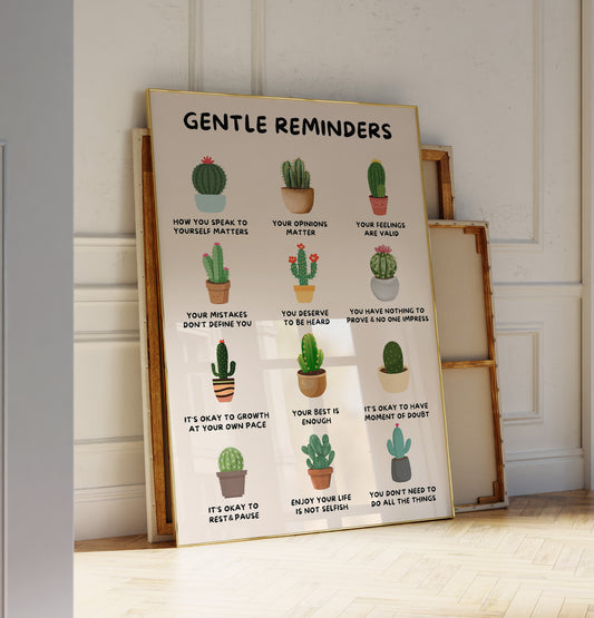 Cactus Mental Health Affirmations Poster