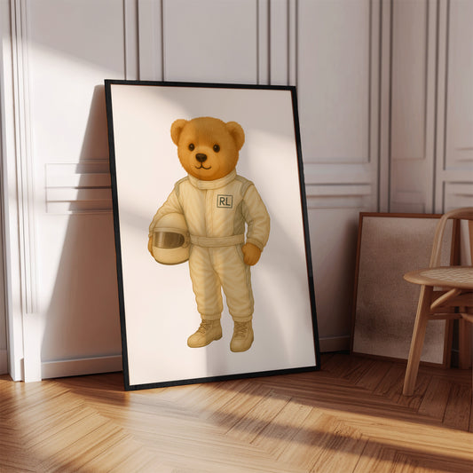 Vintage Racing Teddy Bear Poster