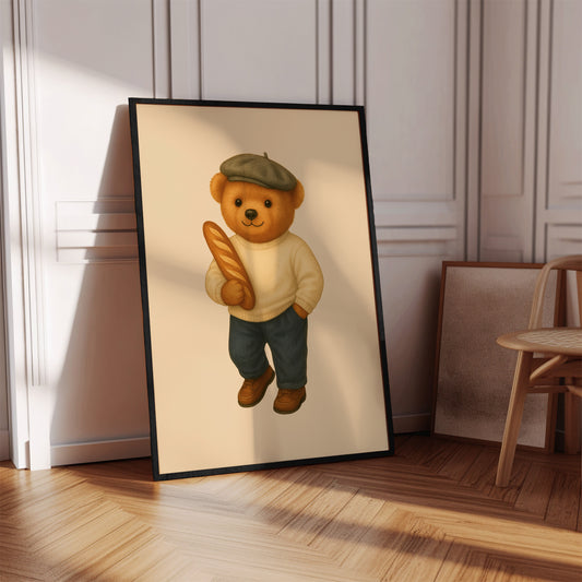 Paris Polo Bear Poster, Polo Decor – Physical Print (D21)