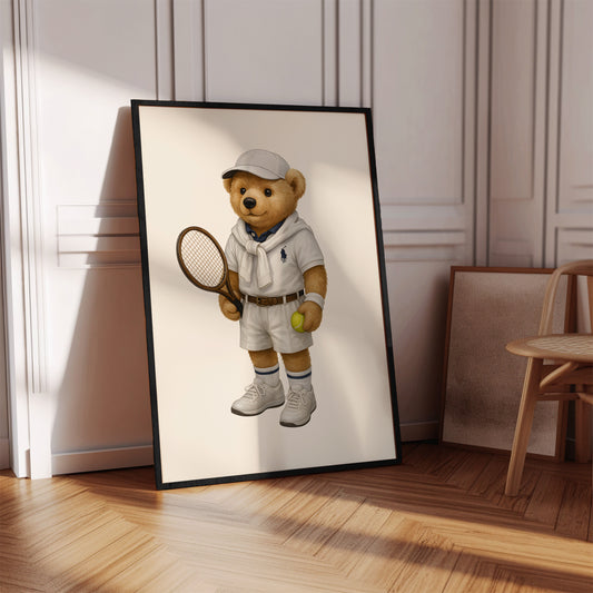 Tennis Polo Bear Poster, Sport Bear Print – Physical Print (D56.1)
