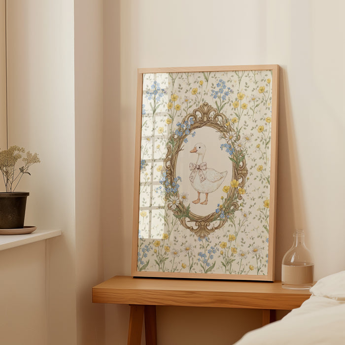 Whimsical Goose with Bow Poster