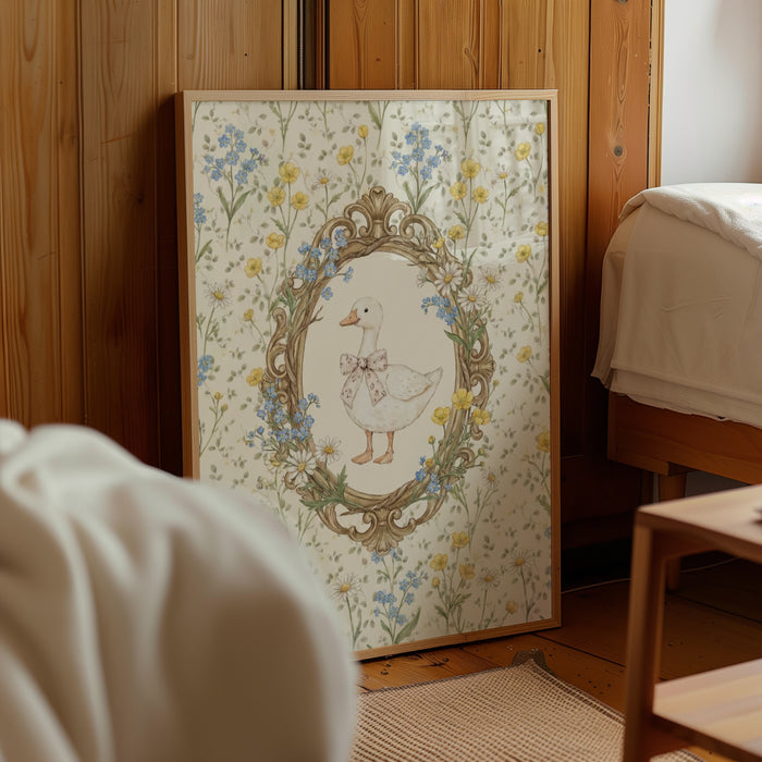 Whimsical Goose with Bow Poster