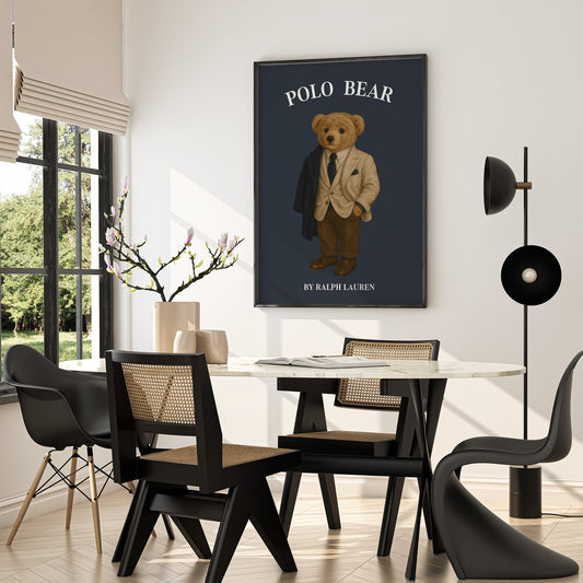 Classic Polo Bear Poster, Luxury Bear Print – Physical Print (D90)