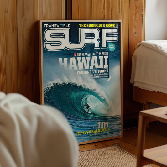 Vintage Hawaii Surfer Barrel Cover Poster