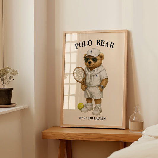 Classic Tennis Mascot Bear Poster