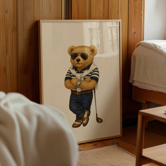 Golf Bear Poster, Digital Download (D48)