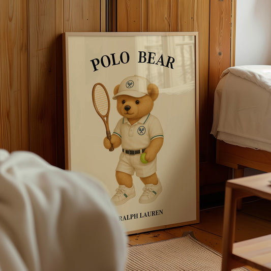Tennis Teddy Bear Poster