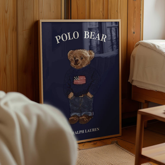 Navy Classic Polo Bear Poster
