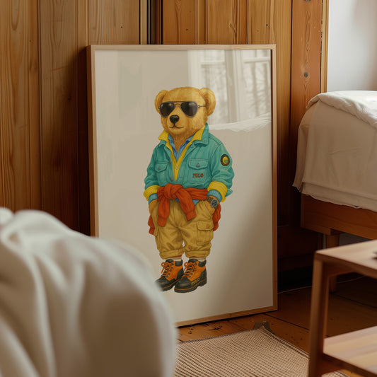 Coastal Safari Adventurer Bear Poster