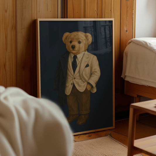 Old Money Gentleman Teddy Bear Poster