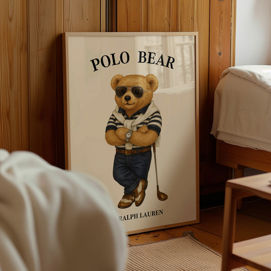 Golf Mascot Bear Poster