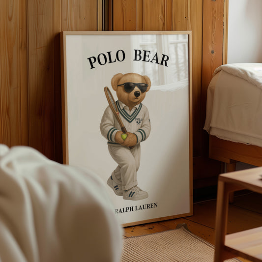 Vintage Tennis Mascot Bear Poster