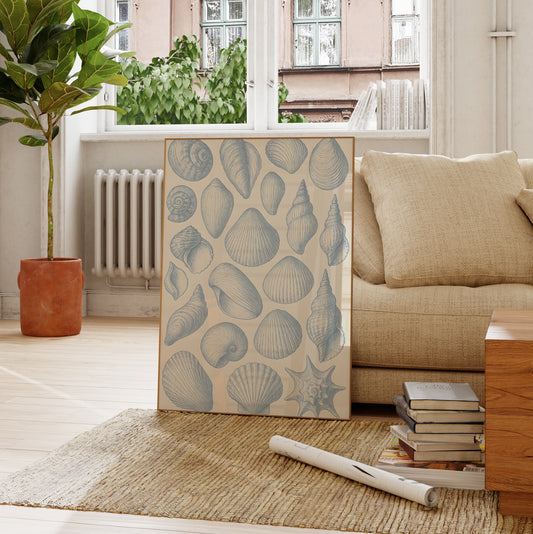 Vintage Blue Seashell Poster