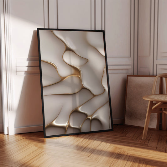 Abstract Gold and White Flow Poster