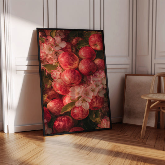 Red Apples & Blossoms Poster