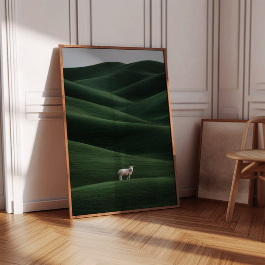 Minimalist Green Hills Sheep Poster