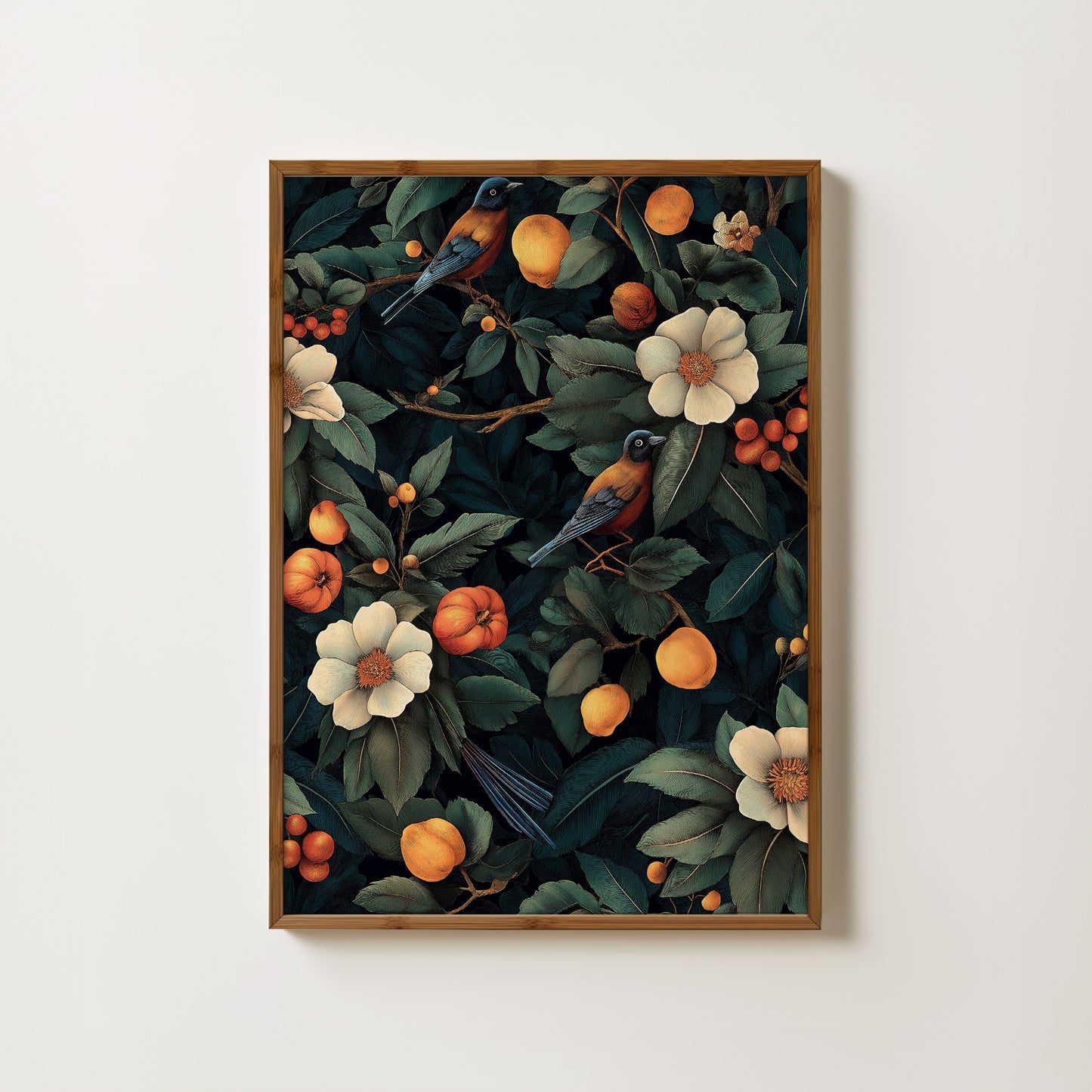 Vintage Botanical Bird & Fruit Print