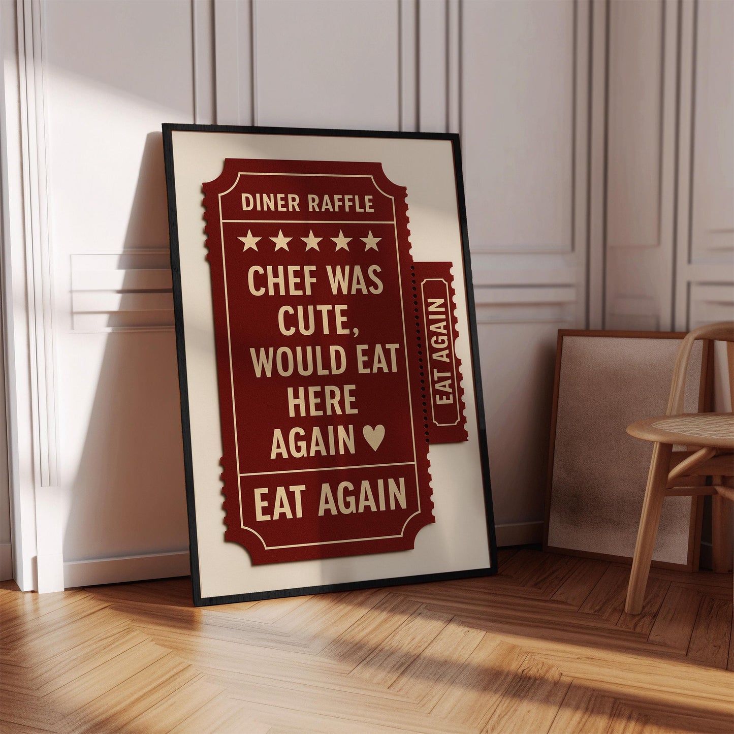 Chef Was Cute Guest Check Poster — Digital Poster (G08)