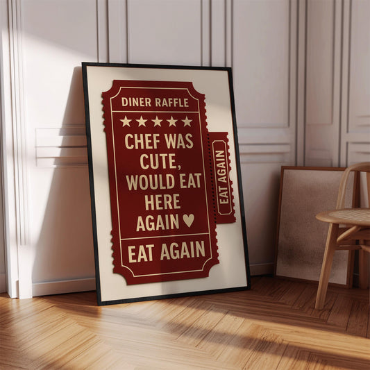Chef Was Cute Guest Check Poster — Digital Poster (G08)