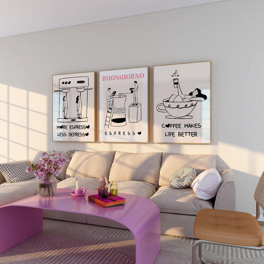 Coffee Wall Art Set, Modern Espresso Poster – Digital Poster (A19)