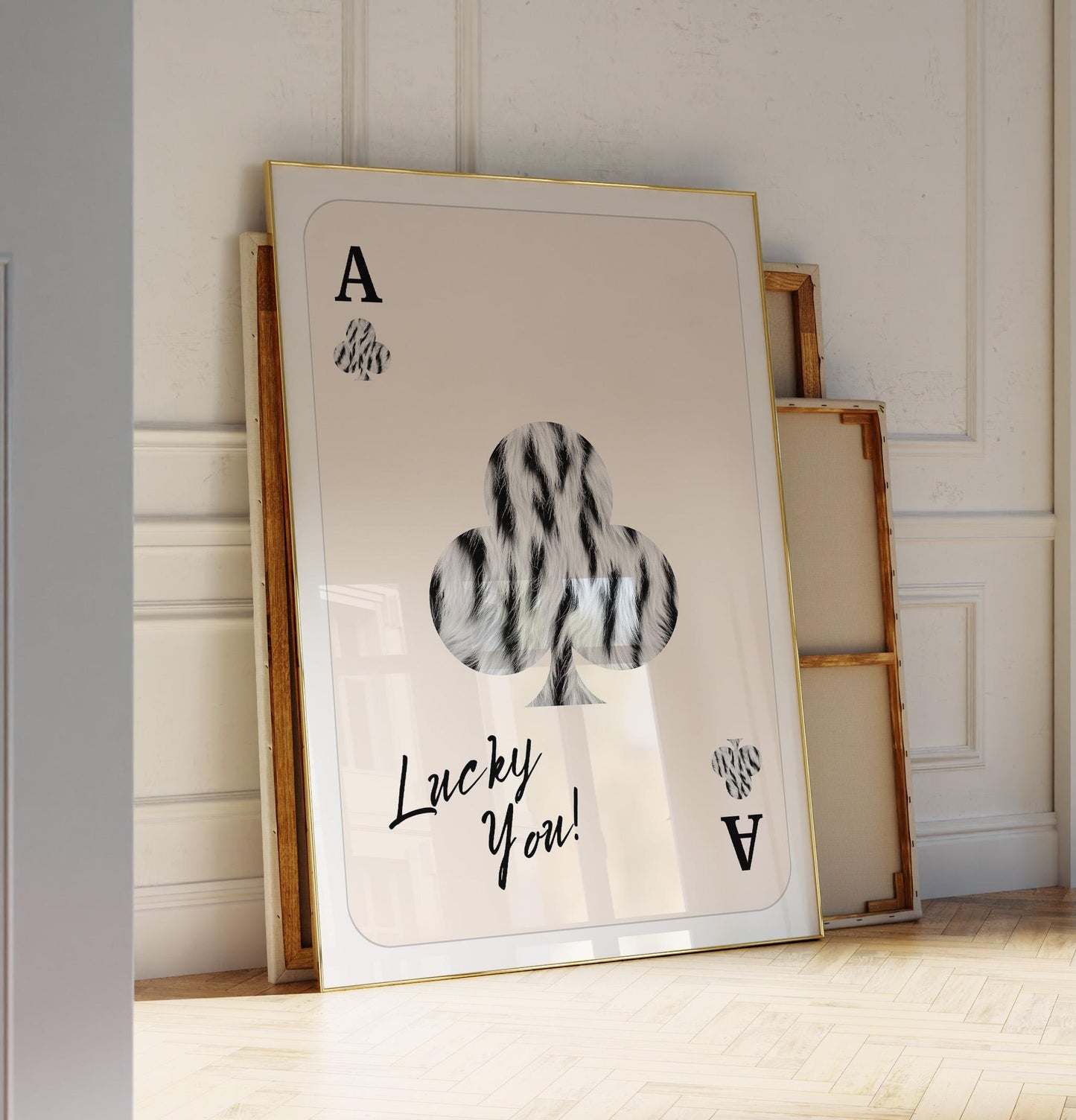 Set of 2 Playing Card Art, Leopard & Zebra Wall Art – Digital Download (B121)