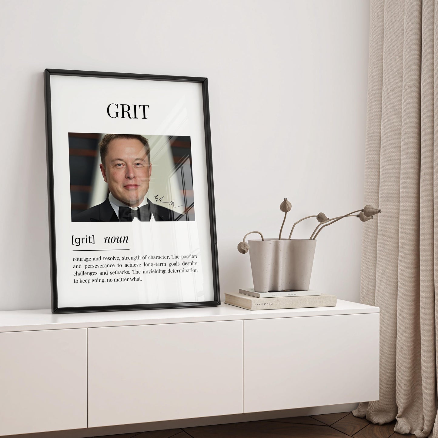 Elon Musk Poster, Grit Definition Print - Digital Poster (W06)