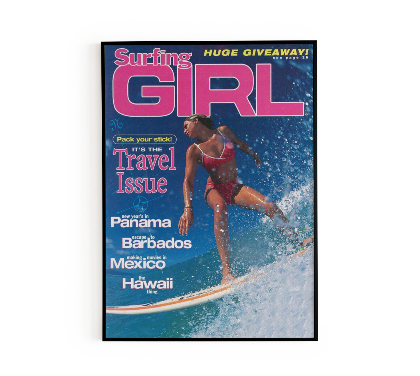 Vintage Female Surfer Magazine Poster