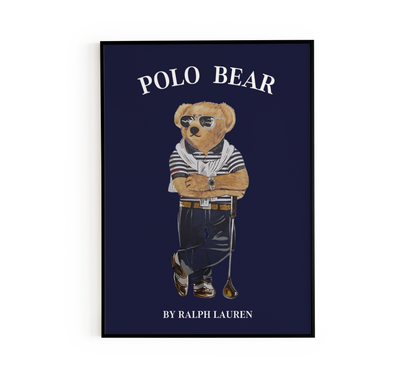 Preppy Bear Golfing Print