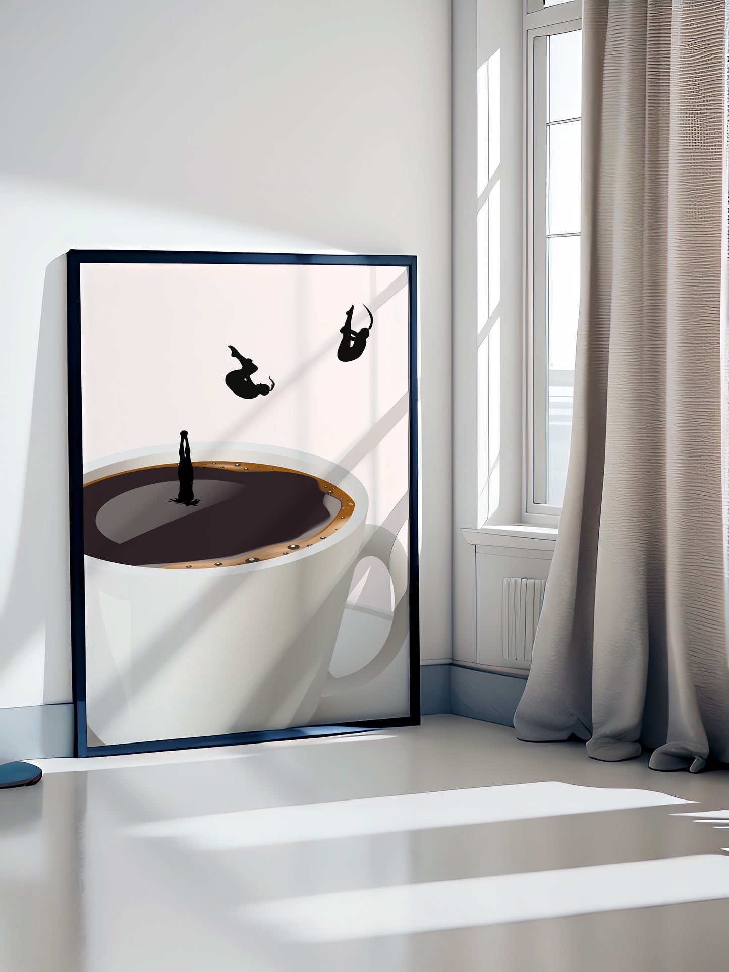 Coffee Funny Wall Art, Surreal Coffee Print — Physical Poster (A7)