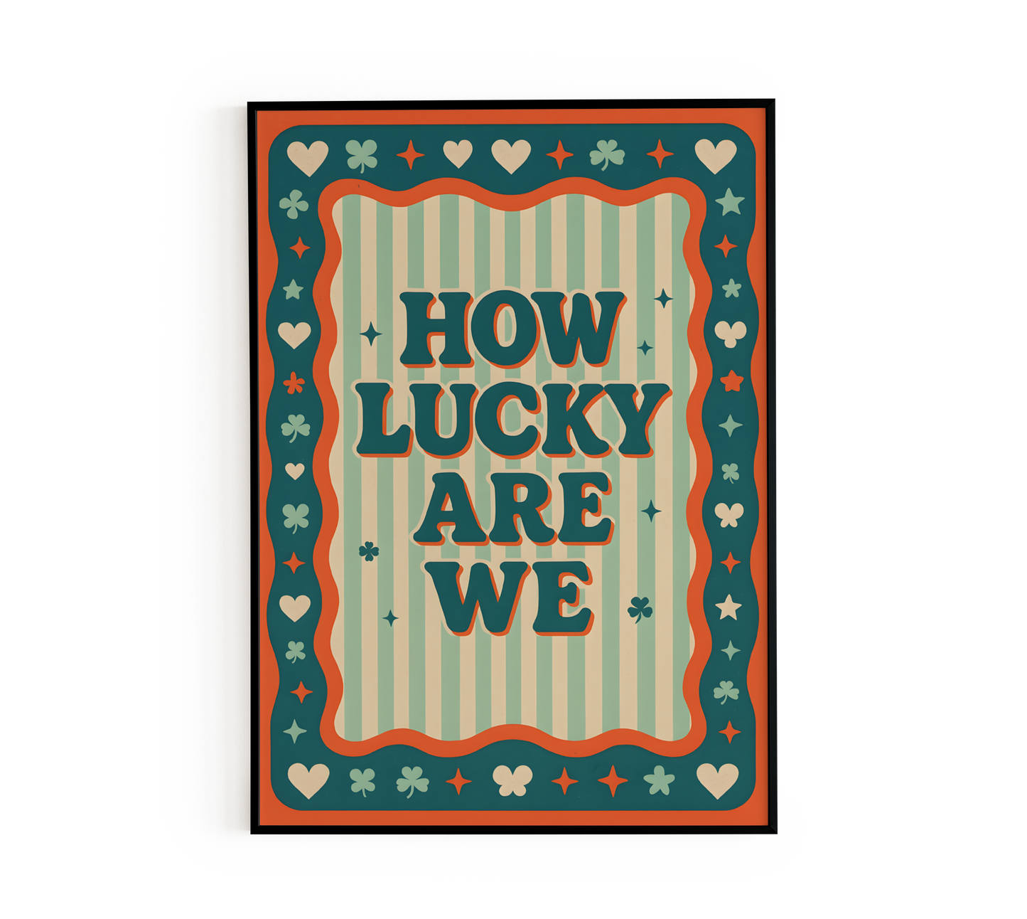 "How Lucky Are We" Retro Clover Poster