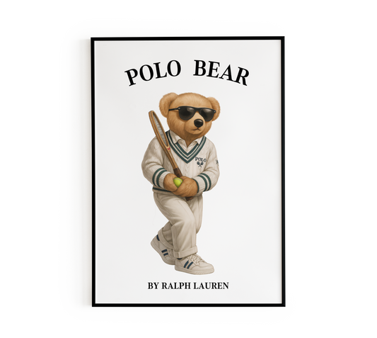 Vintage Tennis Mascot Bear Poster
