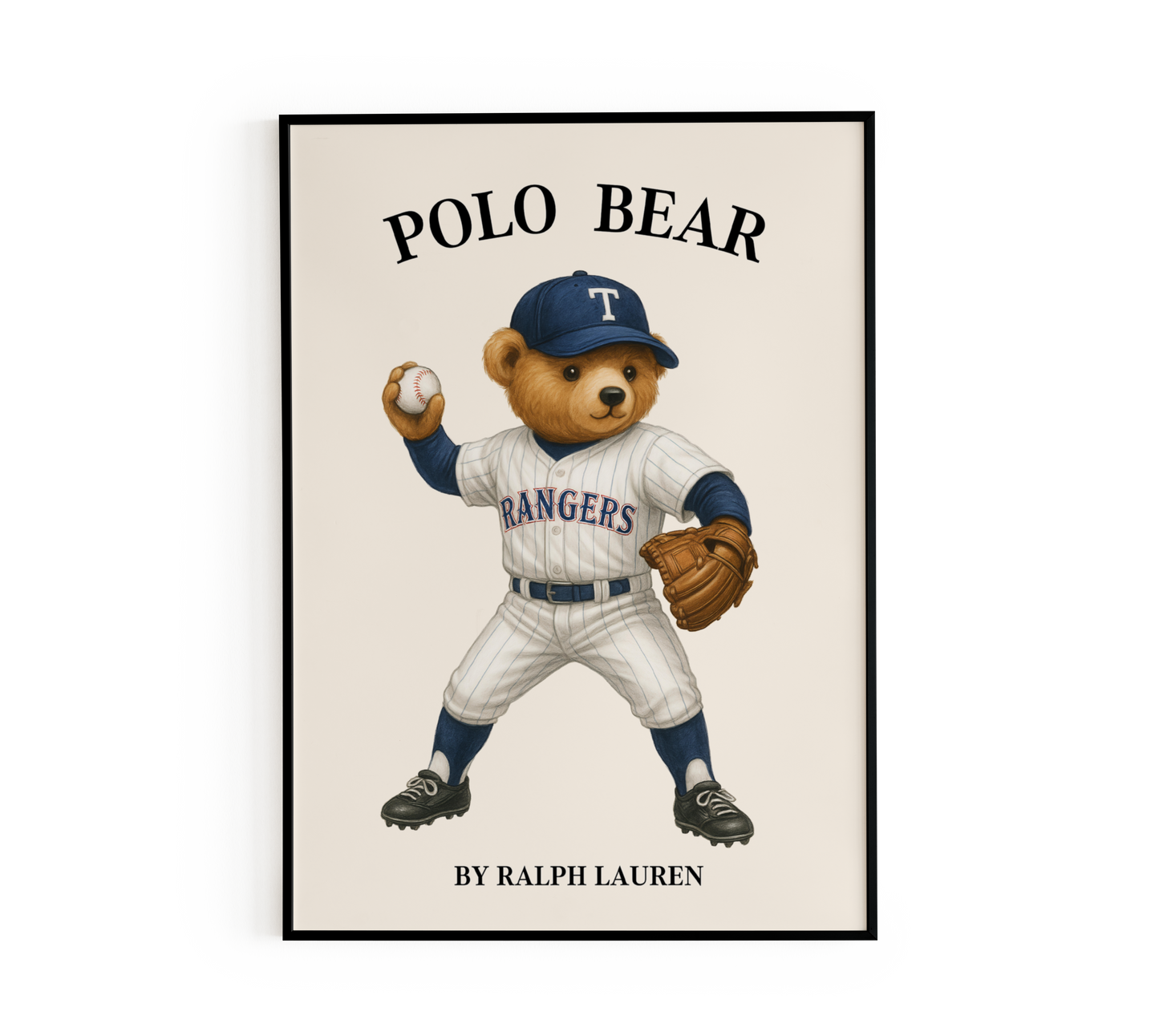 Rangers Baseball Bear Poster