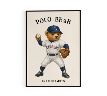 Rangers Baseball Bear Poster