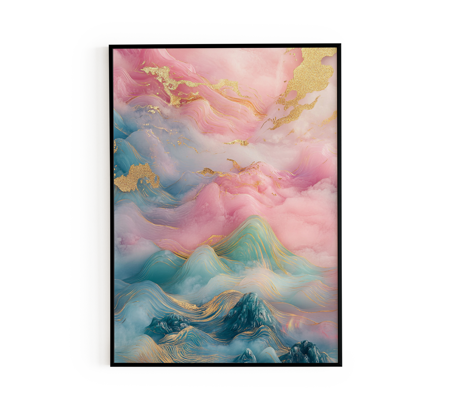 Ethereal Pink and Teal Abstract Landscape Poster