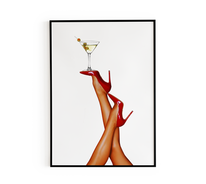 Red Heels Martini Cocktail Poster