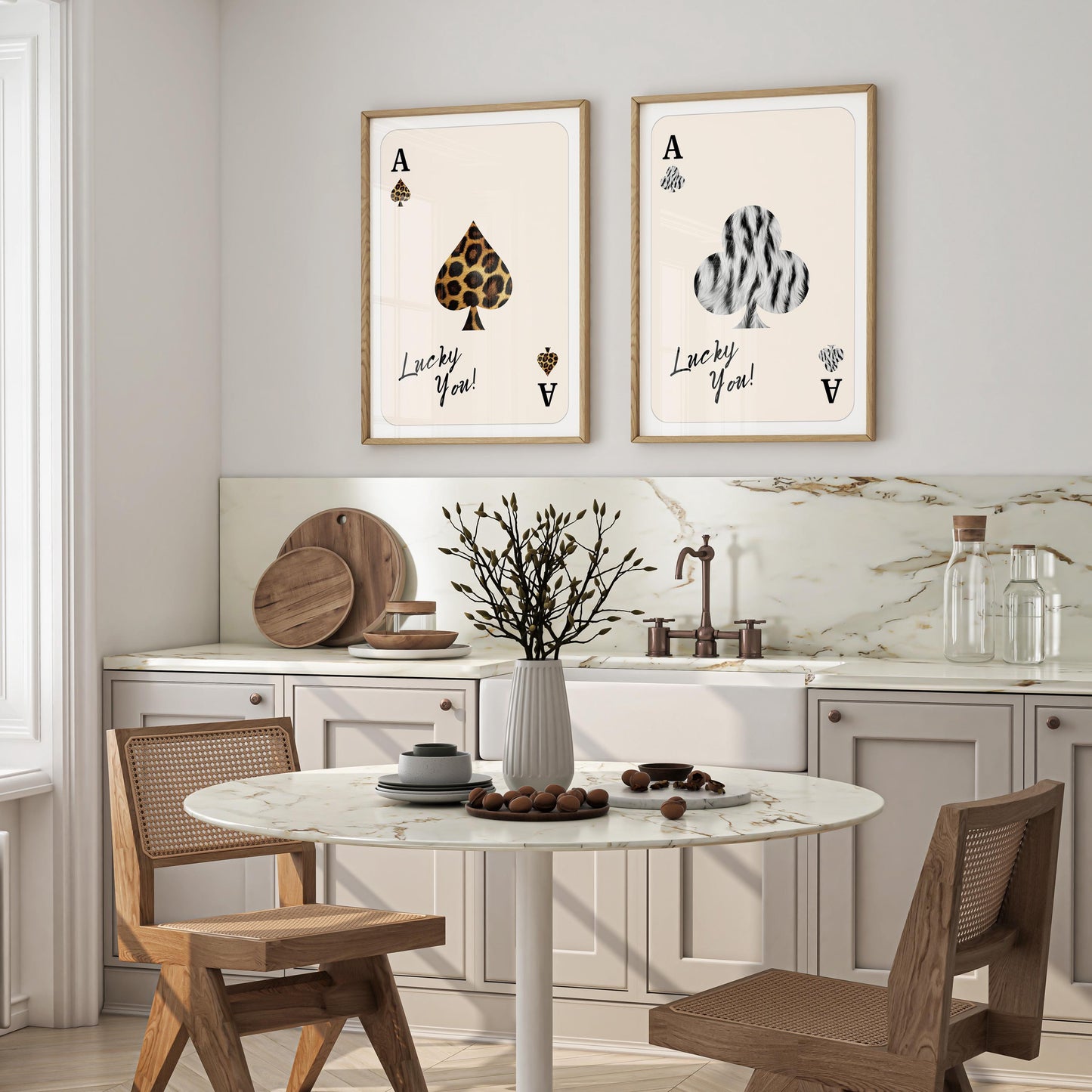 Set of 2 Playing Card Art, Leopard & Zebra Wall Art – Digital Download (B121)