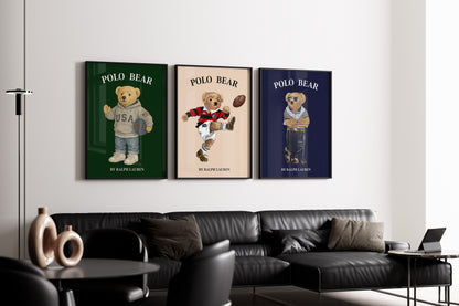 Sport Set Bear Posters, Digital Download (D39)