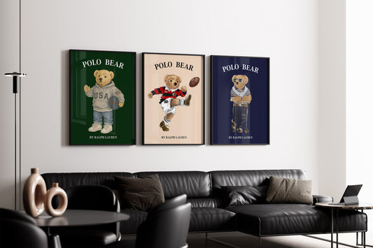 Sport Set Bear Posters, Digital Download (D39)