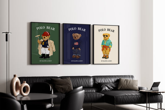 Preppy Bear Mascot Trio Set Posters