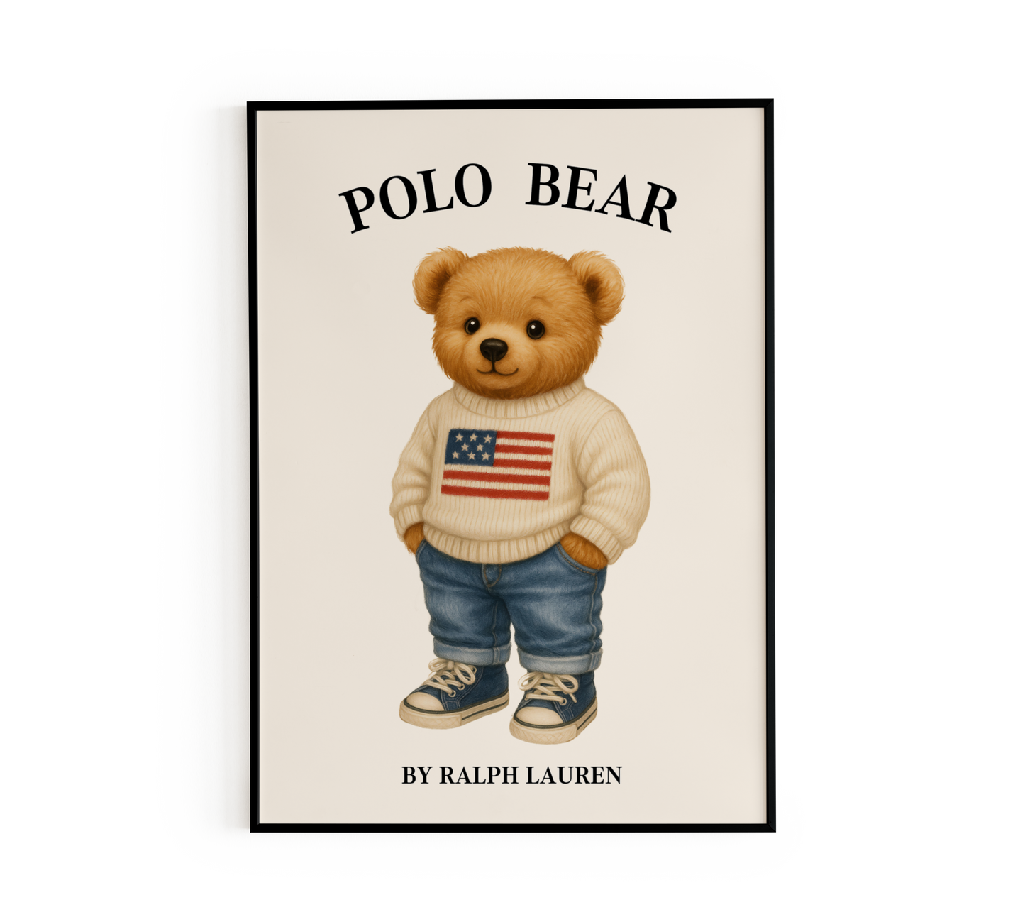 American Flag Sweater Bear Poster