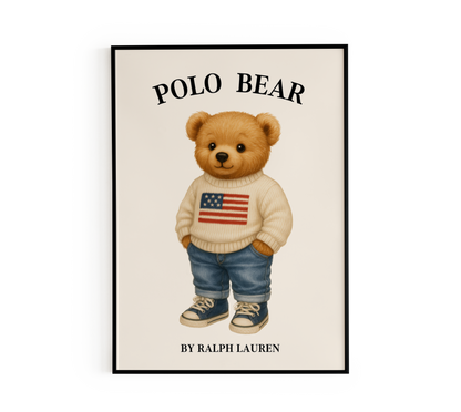 American Flag Sweater Bear Poster