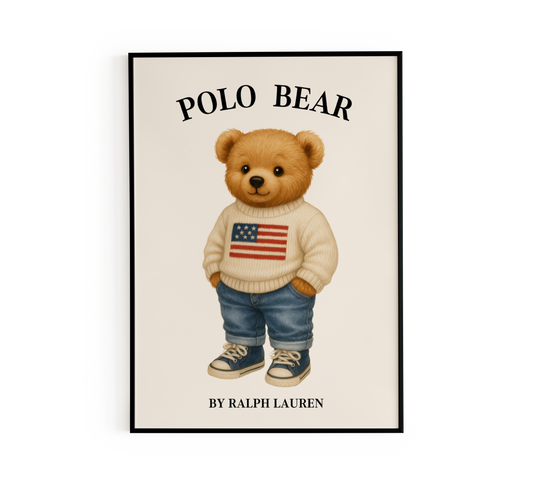American Flag Sweater Bear Poster