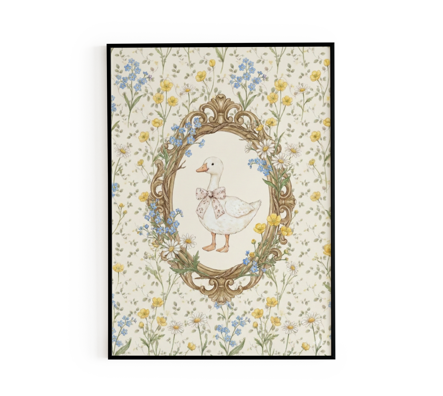 Whimsical Goose with Bow Poster