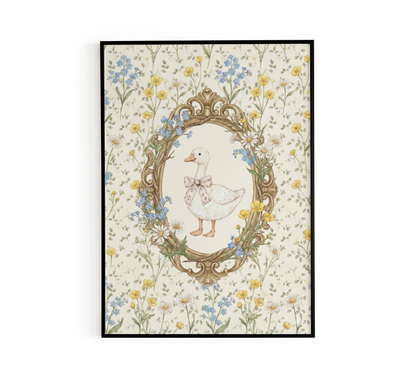 Whimsical Goose with Bow Poster